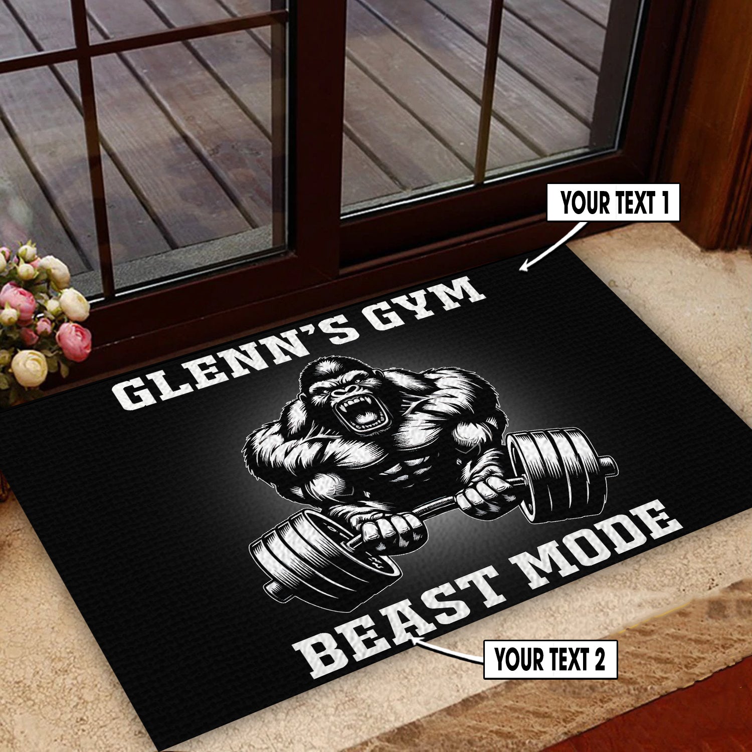 Personalized Gorilla Lifting Doormat for Home Gym Decor