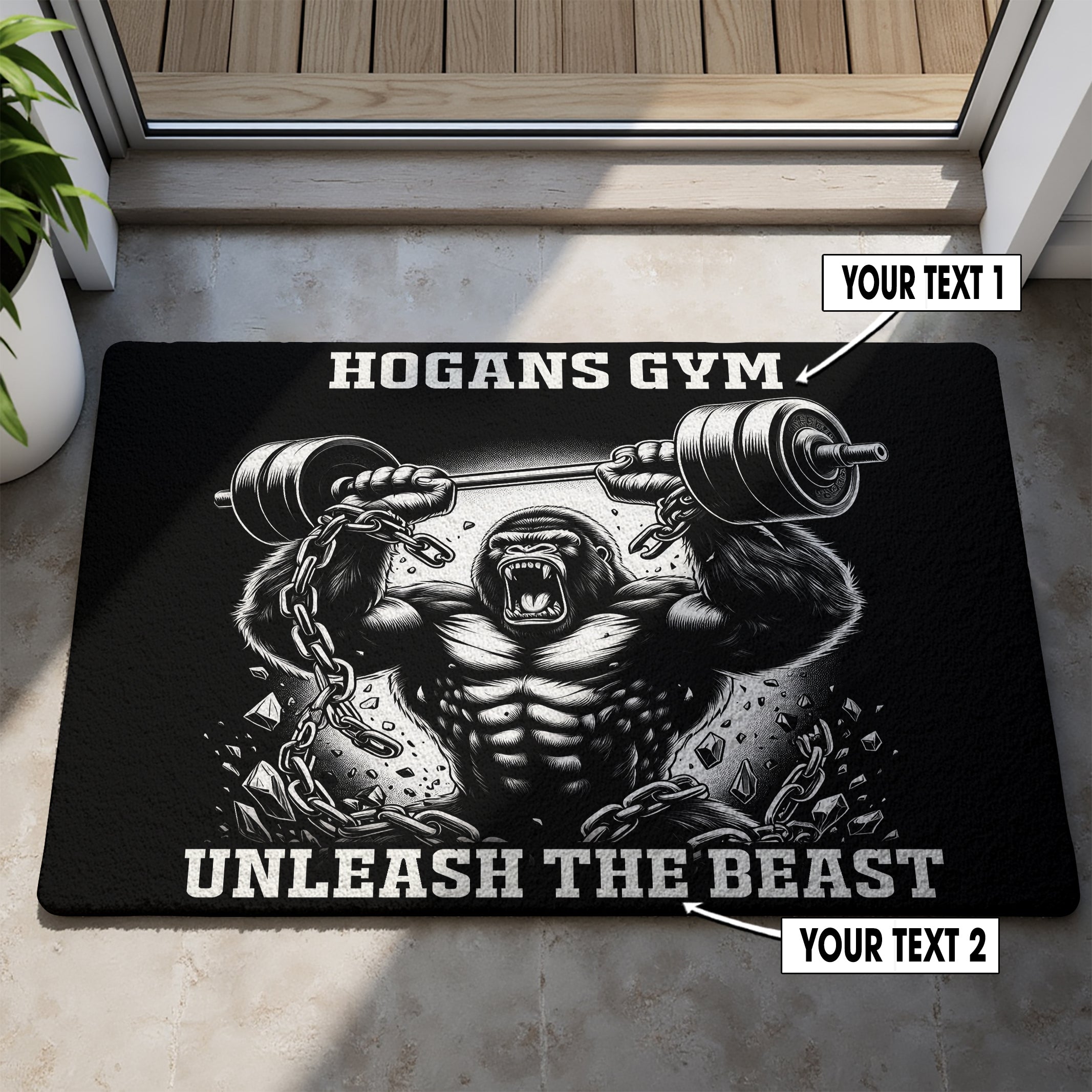 Personalized Gorilla Lifting Doormat for Home Gym Decor 11414