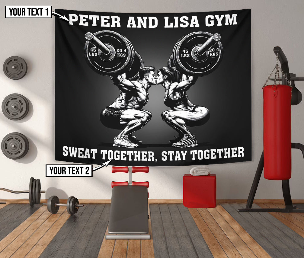 Personallized Gym Flag Couple Sweat Together, Stay Together