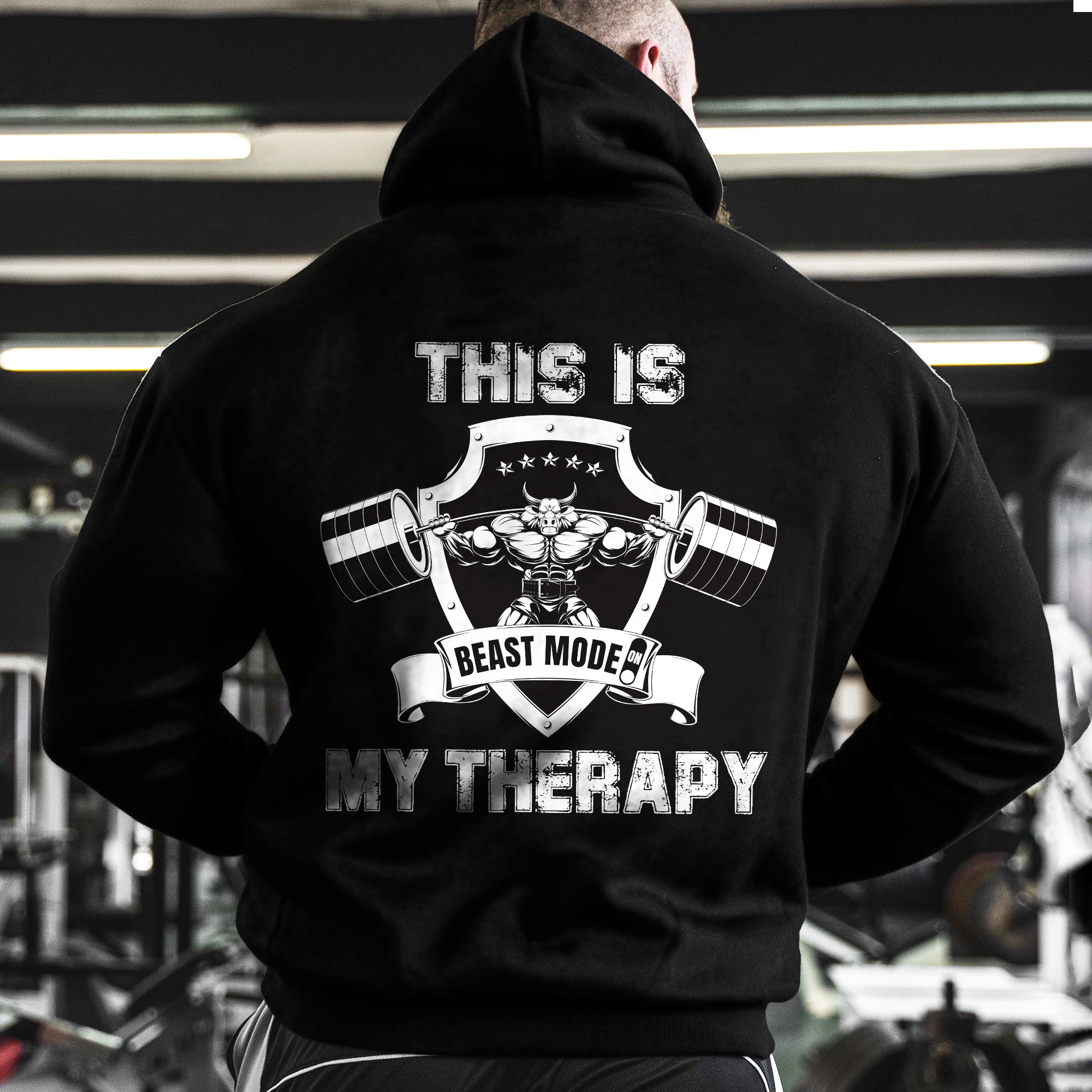 Bull Beast Mode Pump Cover Gym Hoodie This is My Therapy 11432