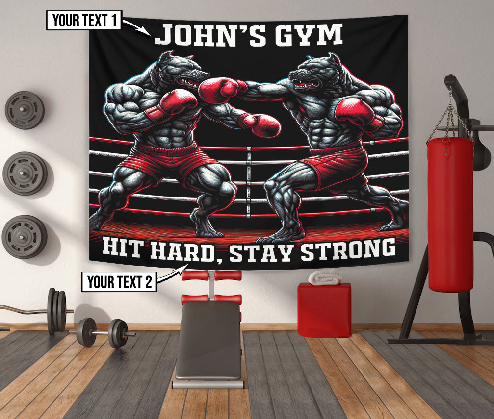 Personalized Pitbull Boxing Flag Born To Fight Trained To Win