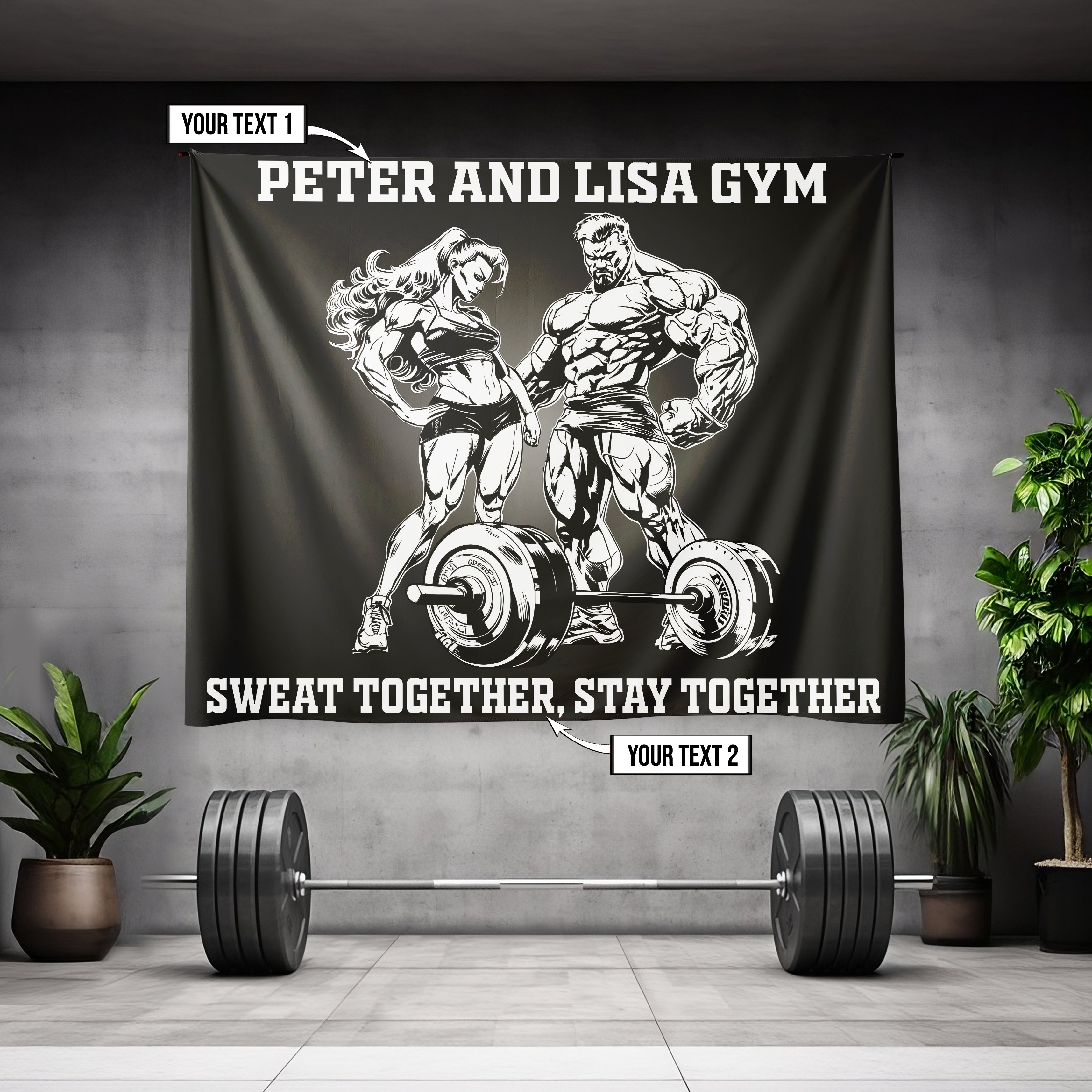 Personalized Couple Gym Flag Sweat Together, Stay Together 11357