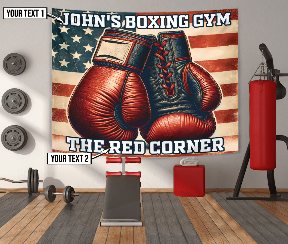 Personallized Boxing Gloves Gym Flag The Red Corner 11393