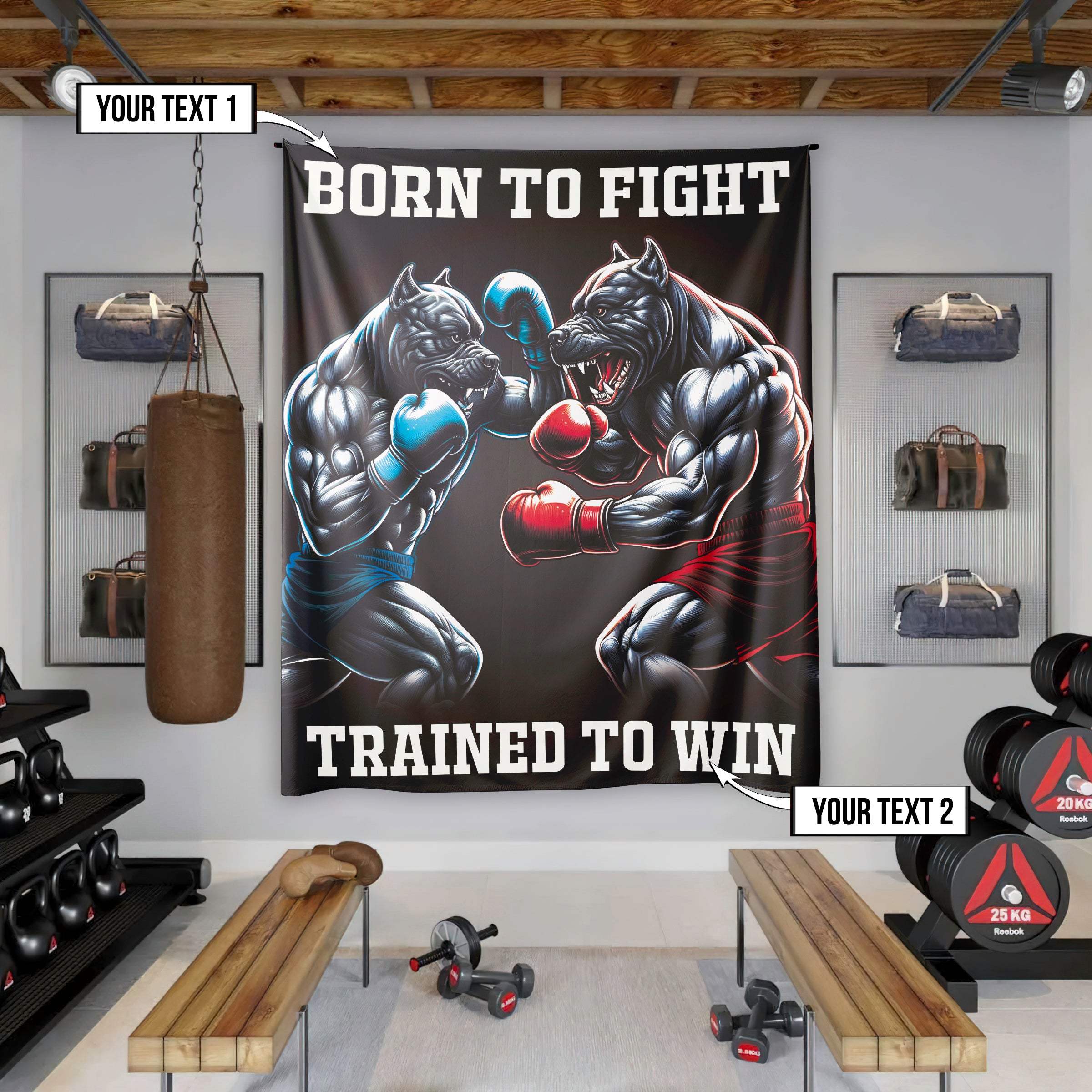 Personalized Pitbull Boxing Flag Born To Fight Trained To Win 11400