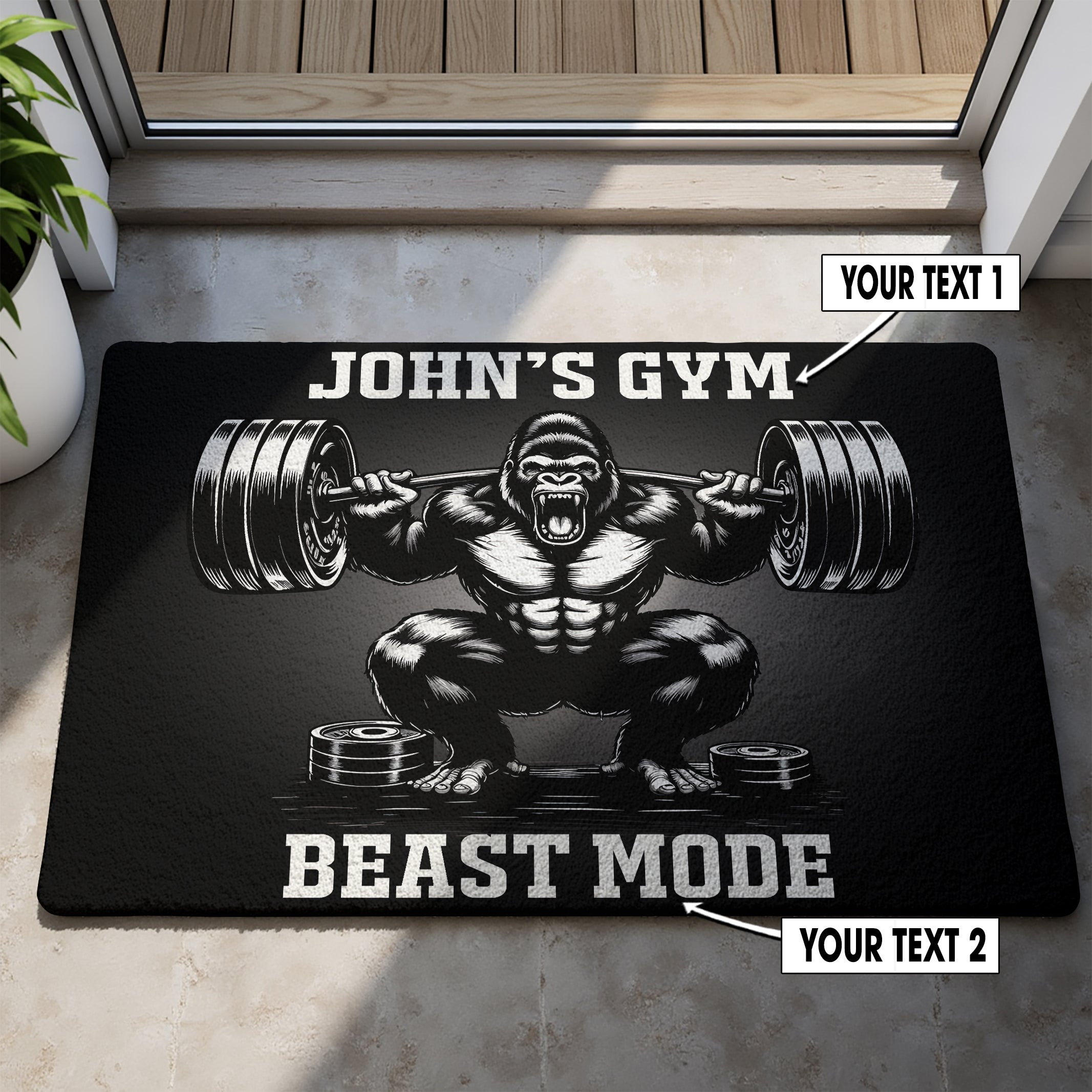 Personalized Gorilla Lifting Doormat for Home Gym Decor 11413