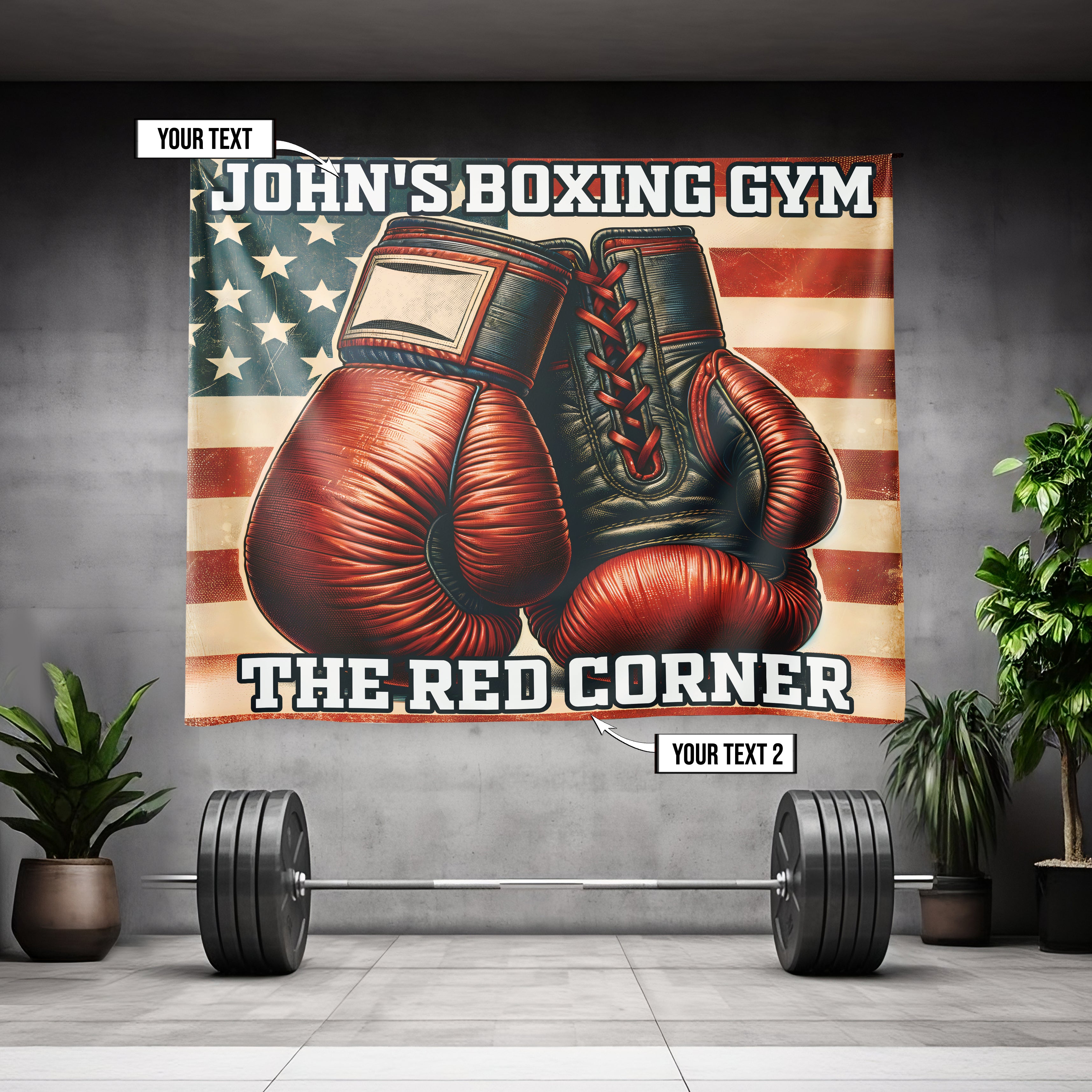 Personallized Boxing Gloves Gym Flag The Red Corner 11393