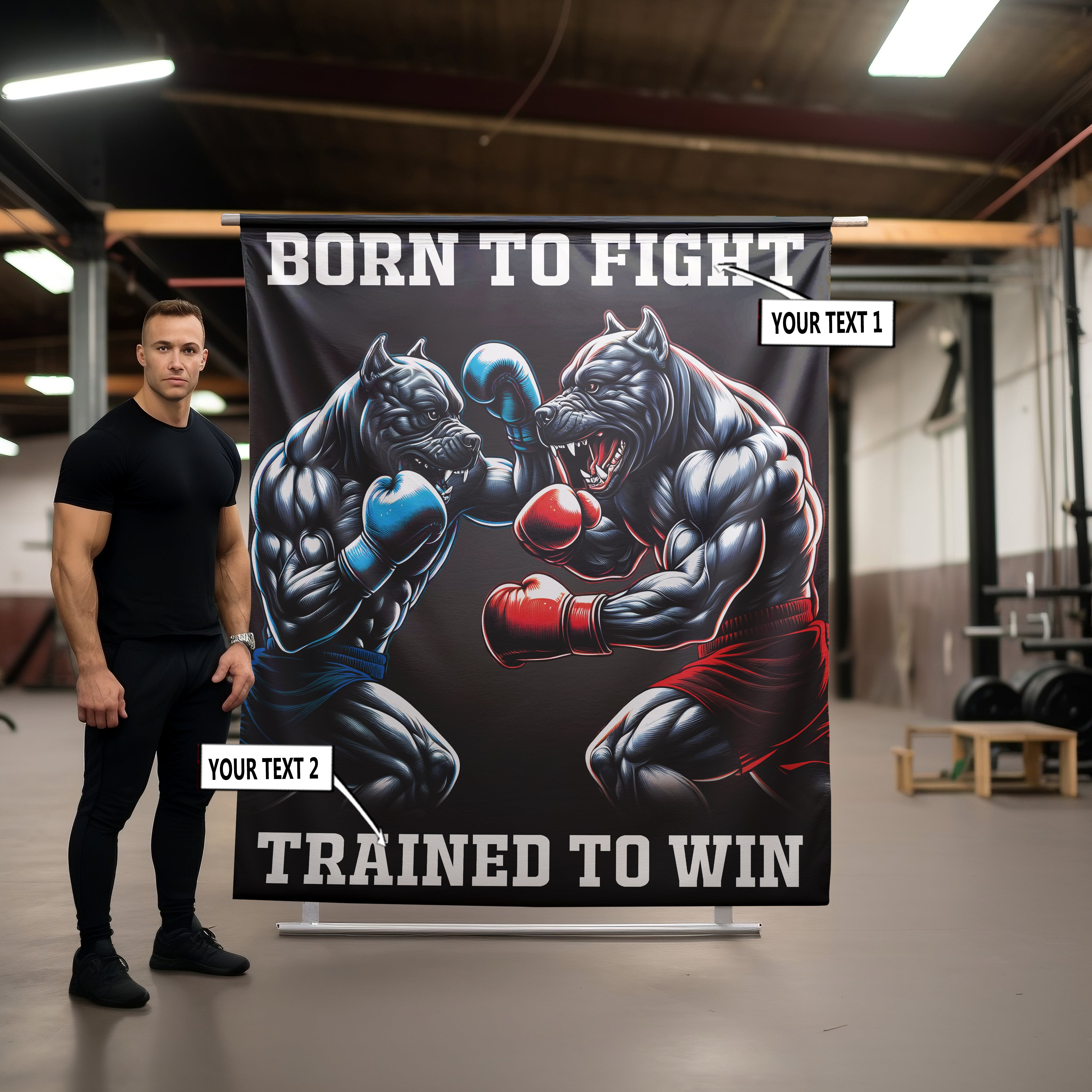 Personalized Pitbull Boxing Flag Born To Fight Trained To Win 11400