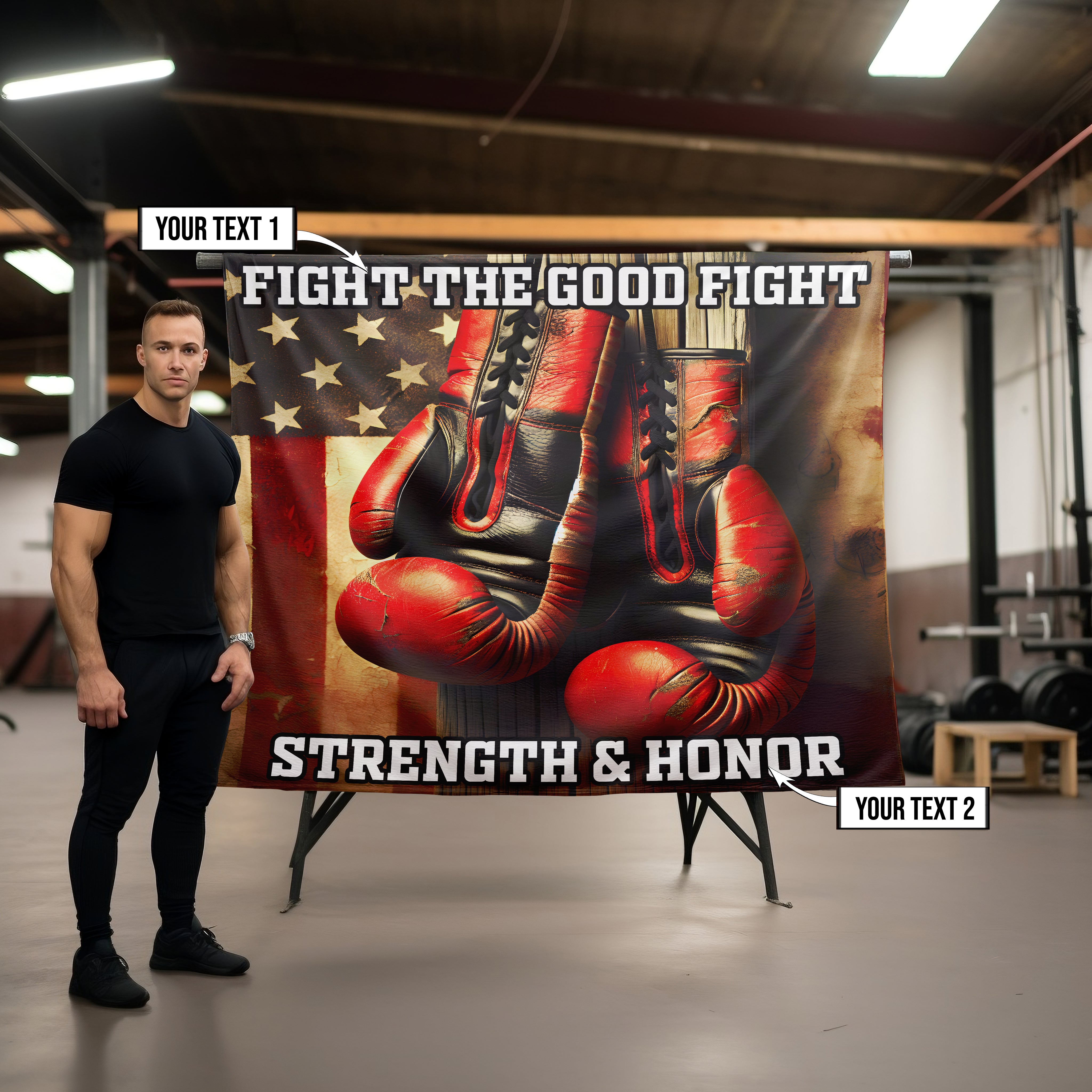 Personallized Boxing Gloves Gym Flag Fight The Good Fight