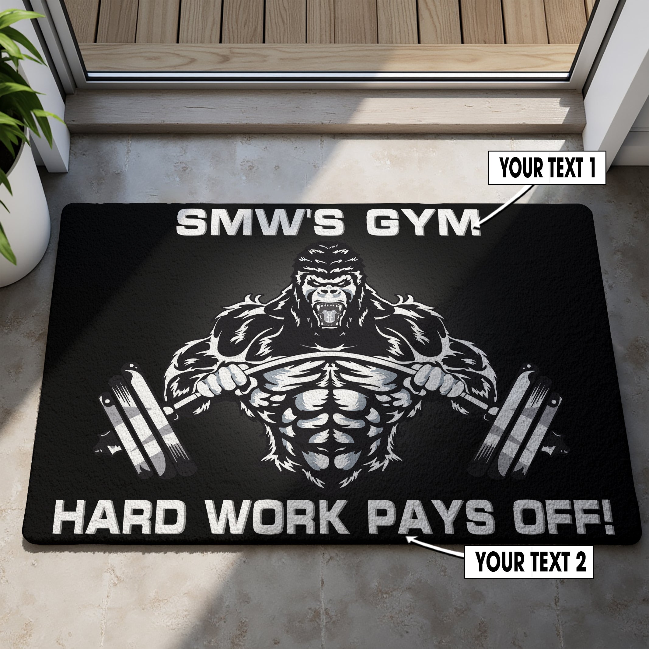 Personalized Gorilla Lifting Doormat for Home Gym Decor 11412