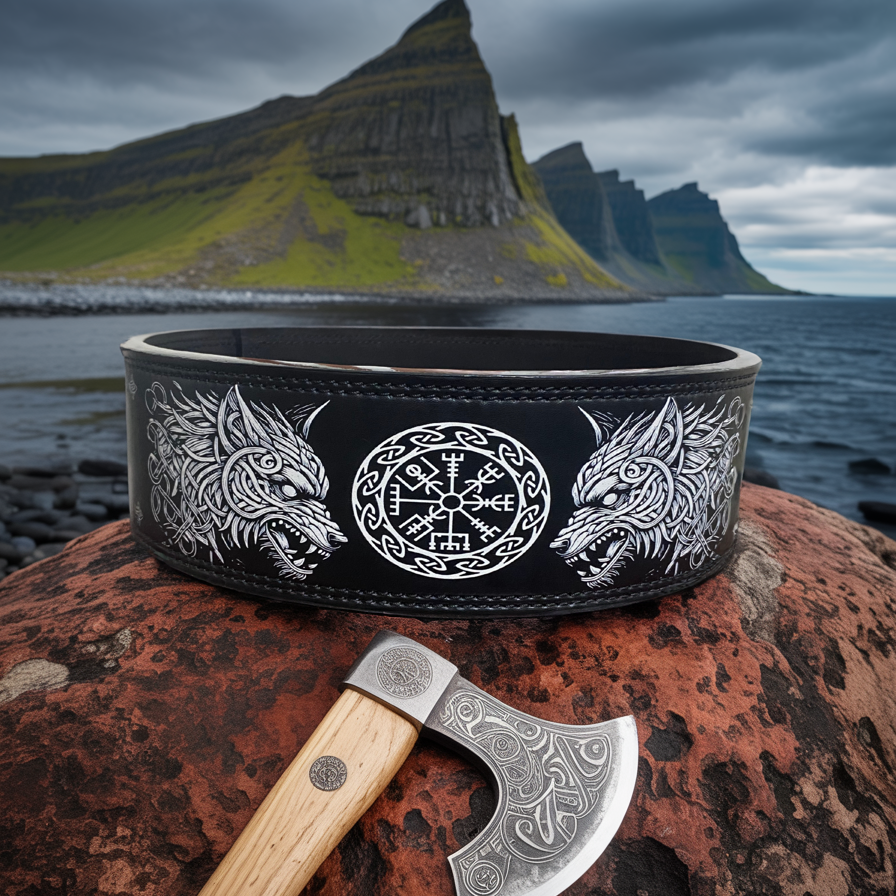 Fenrir's Strength, Vegvisir's Path - Norse Powerlifting Belt 11405