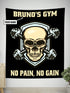 Personalized Bodybuilding Home Gym Decor Skull Dumbbell Wall Banner Flag Tapestry
