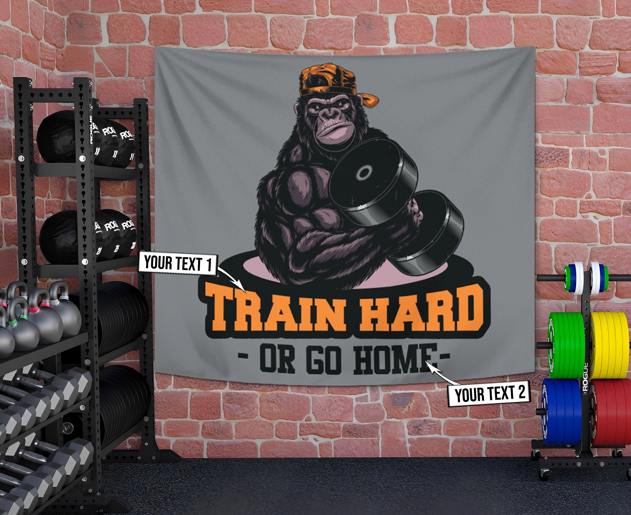Personalized Gorilla Home Gym Flags Banner Gift 11192