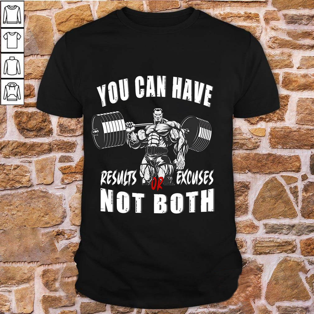 Gym T-shirts Motivation Quotes Weightlifting Gifts Results or Excuses 10943