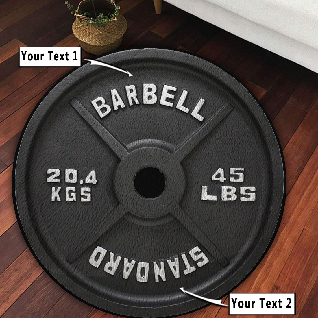 Personalized Gym Round Rug Carpet Home Gym Decor Barbell Bodybuilding gift