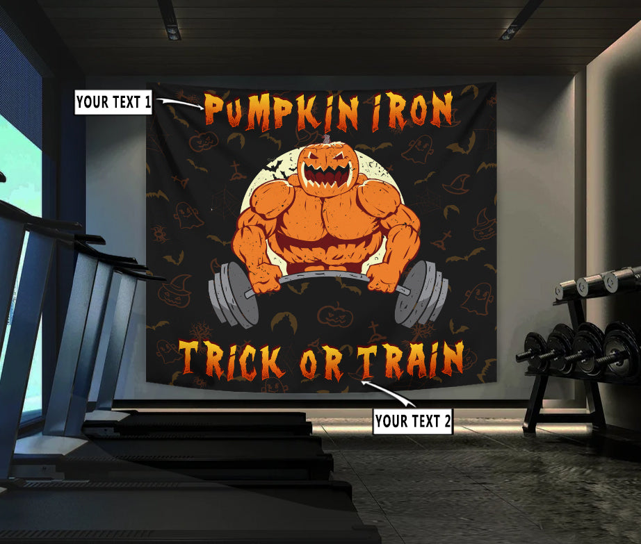Personalized Banner Flag Tapestry Gym Pumpkin Iron Halloween