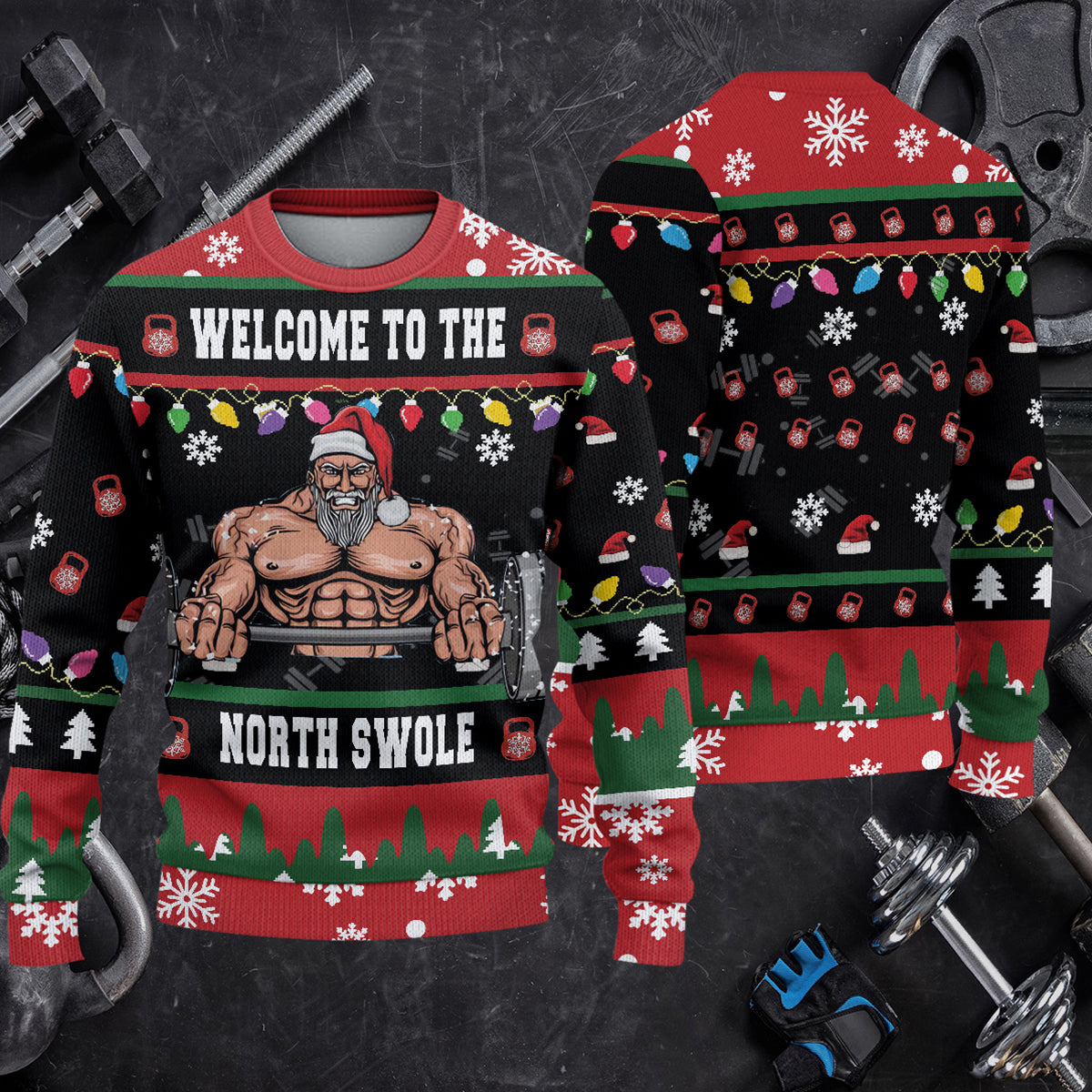 Gym Bodybuilding Christmas Woolen Sweater Welcome to the North swole