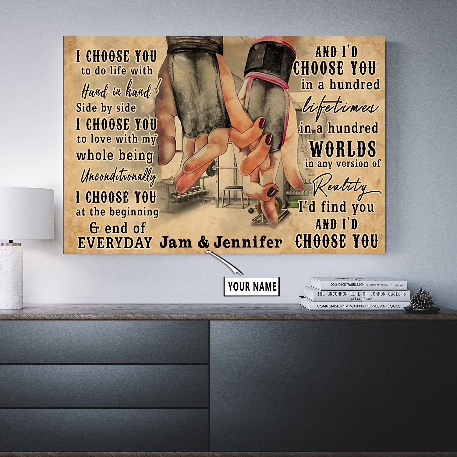 Personalized Home Gym Decor Couple Lovers Canvas, Wall Art