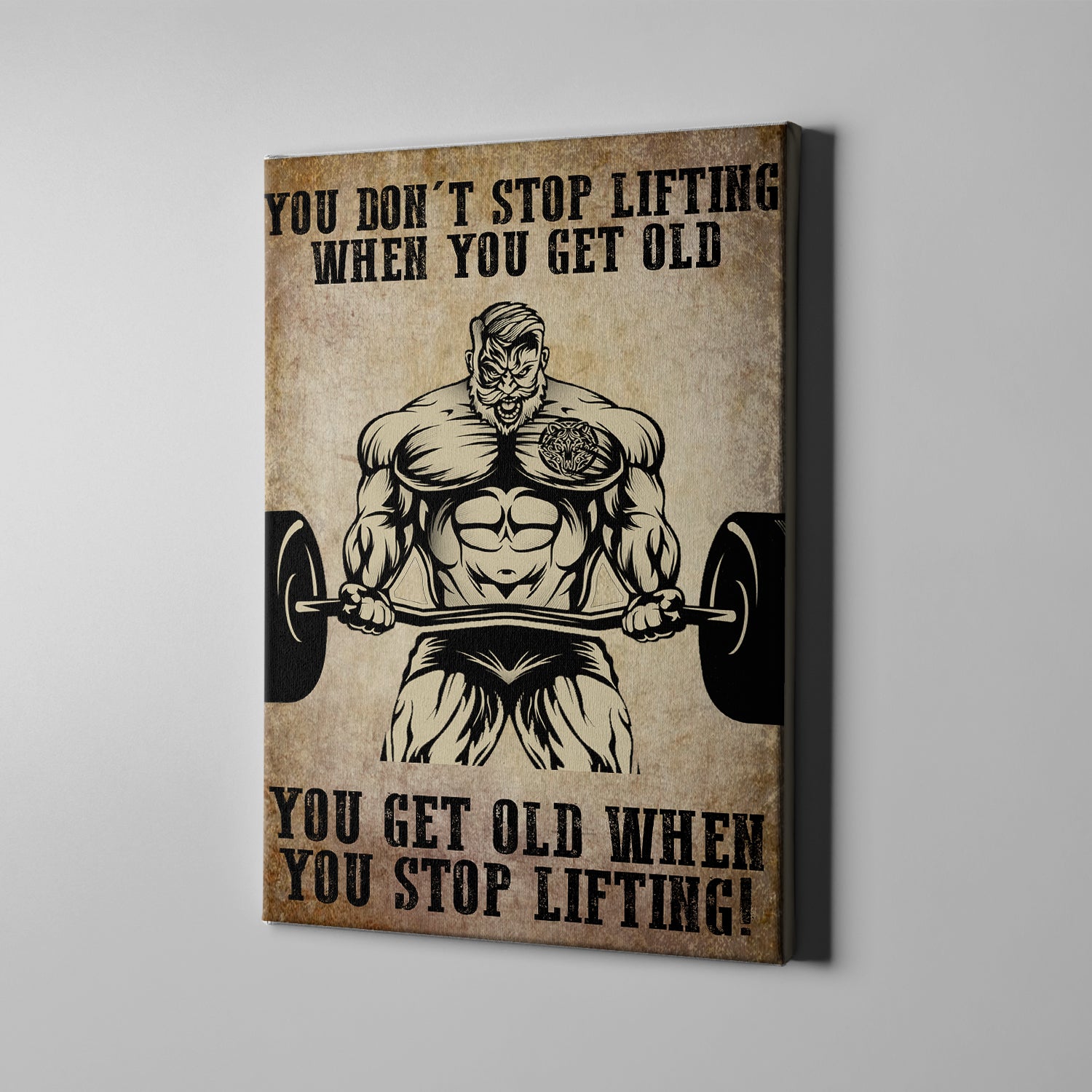Old Man BodybuildingHome Gym Decor Dont Stop When You Get Old Canvas, Wall Art