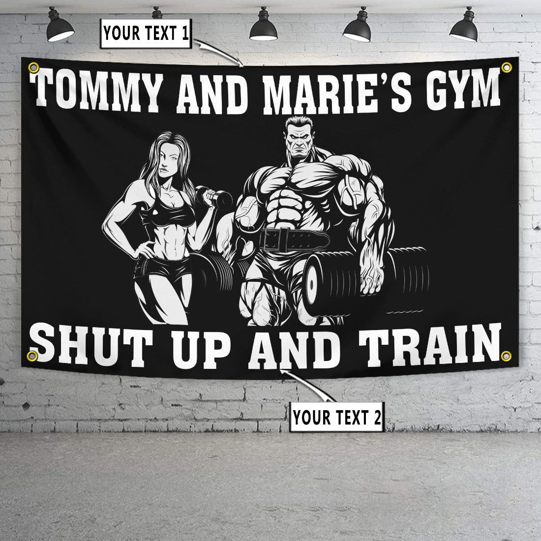 Personalized Beauty And The Beast, Home Gym Motivational Flag Banner