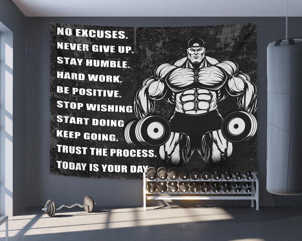 Anime Gym Flag, Custom Quote, Comic Character Home Gym Banner or