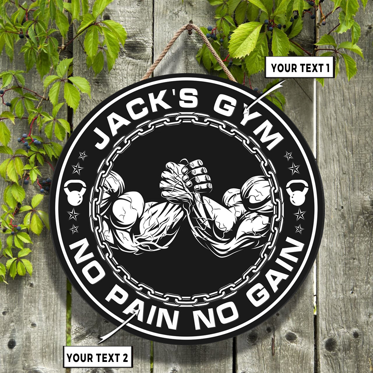 Personalized Home Gym Decor Motivational Quotes Round Wooden