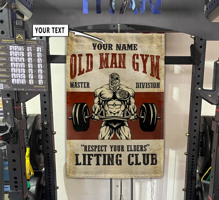 Personalized Old Man Gym Banner Flag Home Gym Decor Gym Wall Art