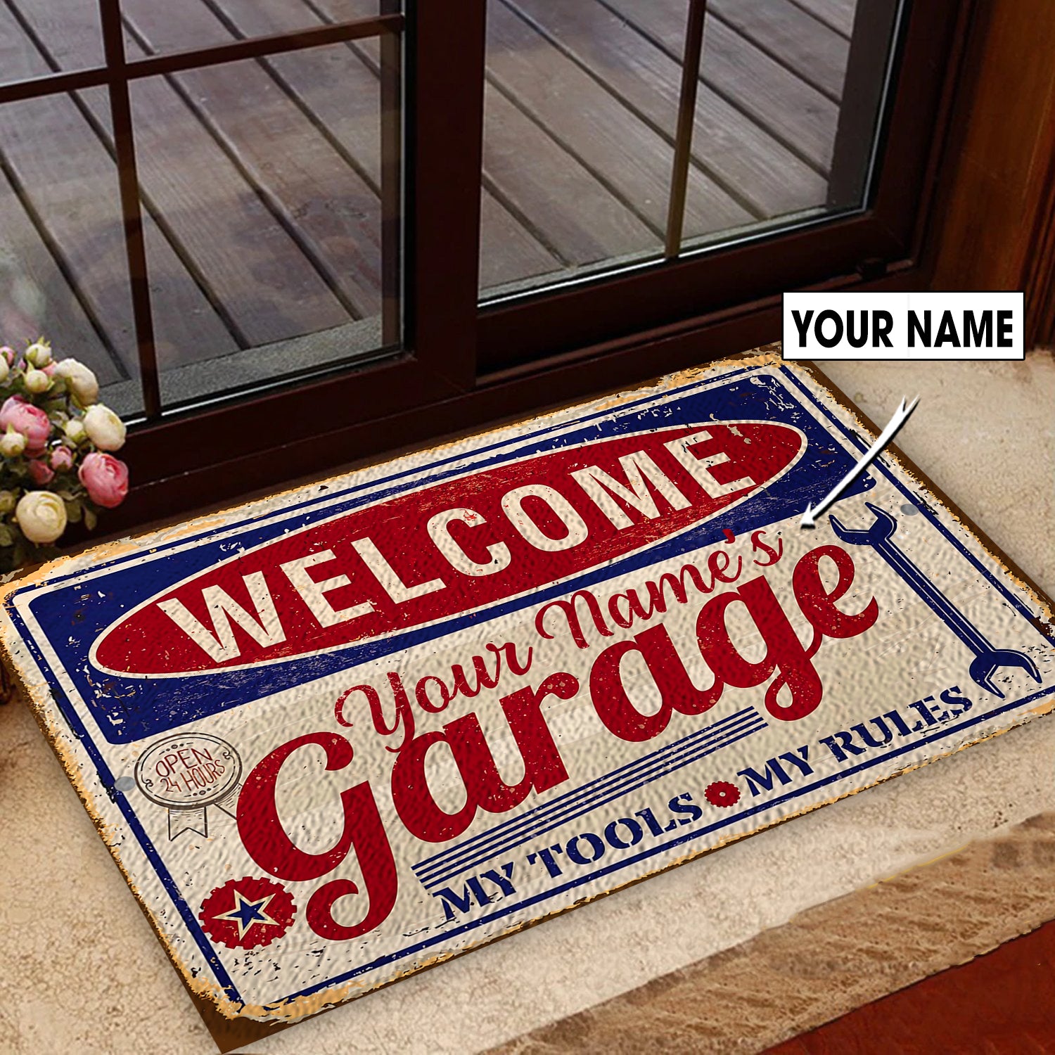 Personalized Garage Auto Shop Decor Doormat