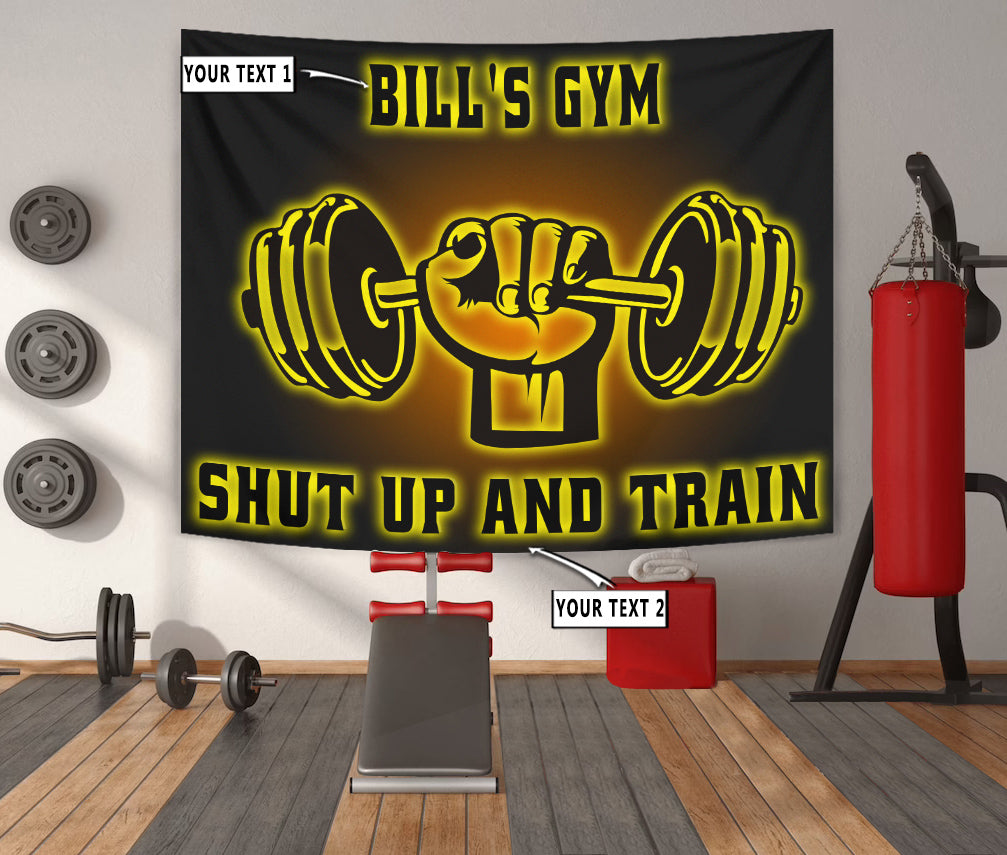 Personalized Gym Banner Flag Tapestry Bodybuilding Home Gym Dumbbell Weightlifting