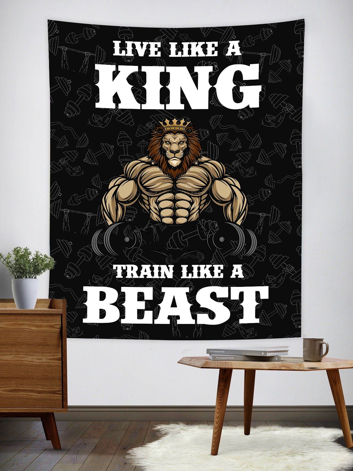 Home Gym Decor Lion King Wall Banner Flag Tapestry