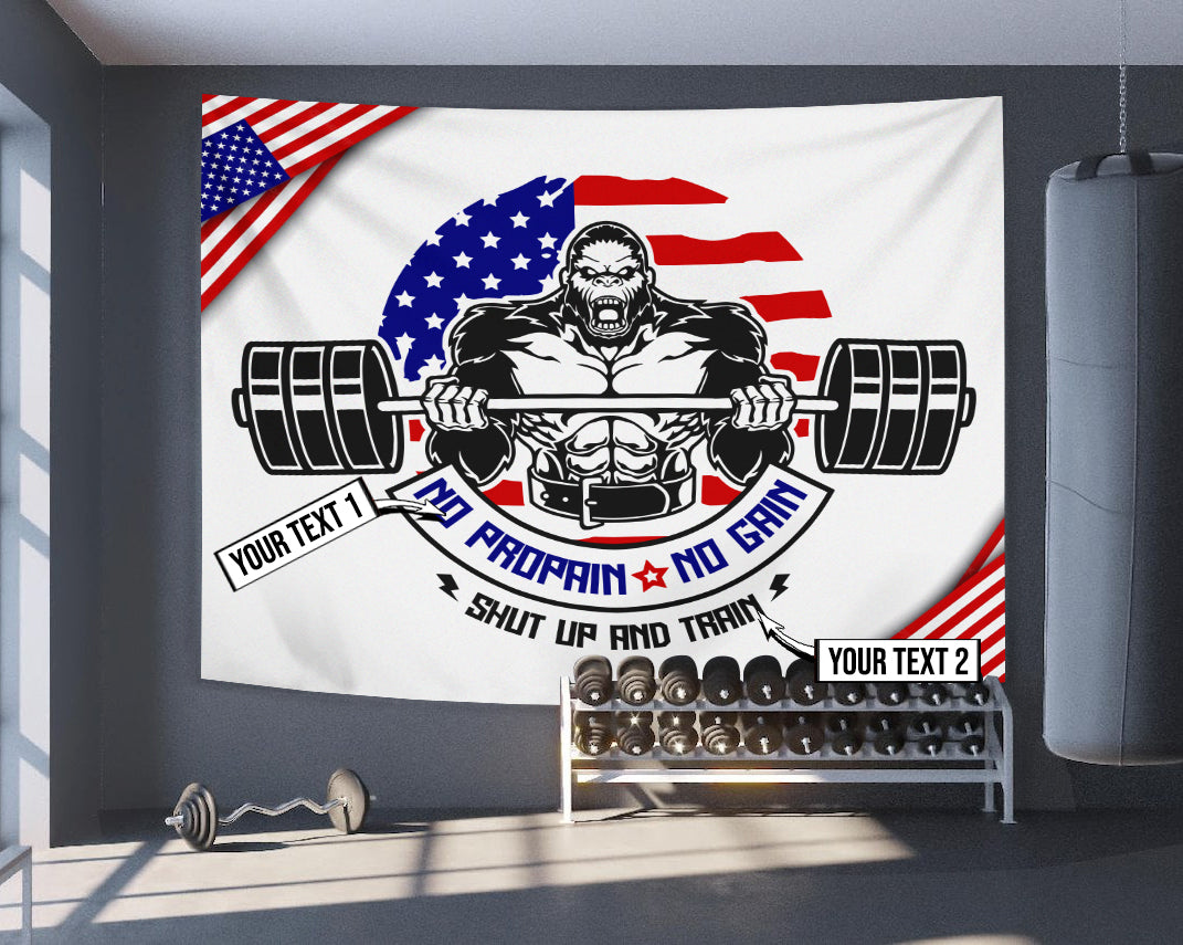 Personalized Gorilla with Barbell Home Gym Flags Banner Gift 11193