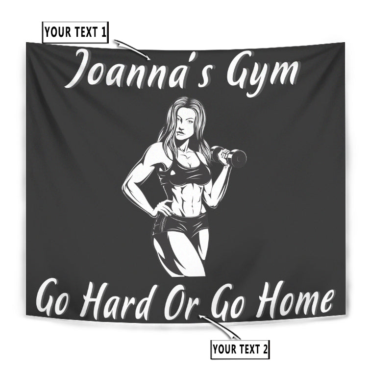 Personalized Fitness Girl Home Gym Decor Banner Flag Tapestry