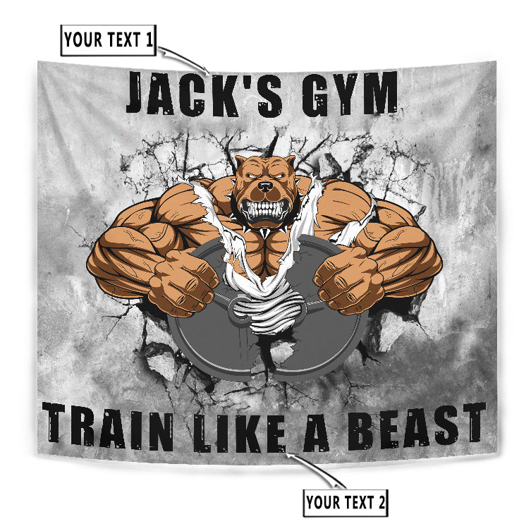 Personalized Bull Dog Fitness Home Gym Decor Banner Flag Tapestry