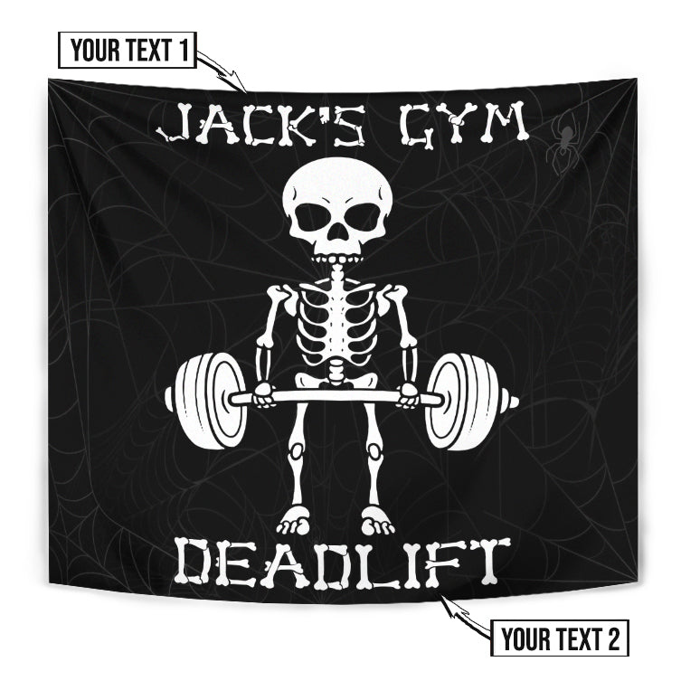 Personalized Deadlift Skull Gym Flags, Garage Home Gym Flags Weightlifting Gift