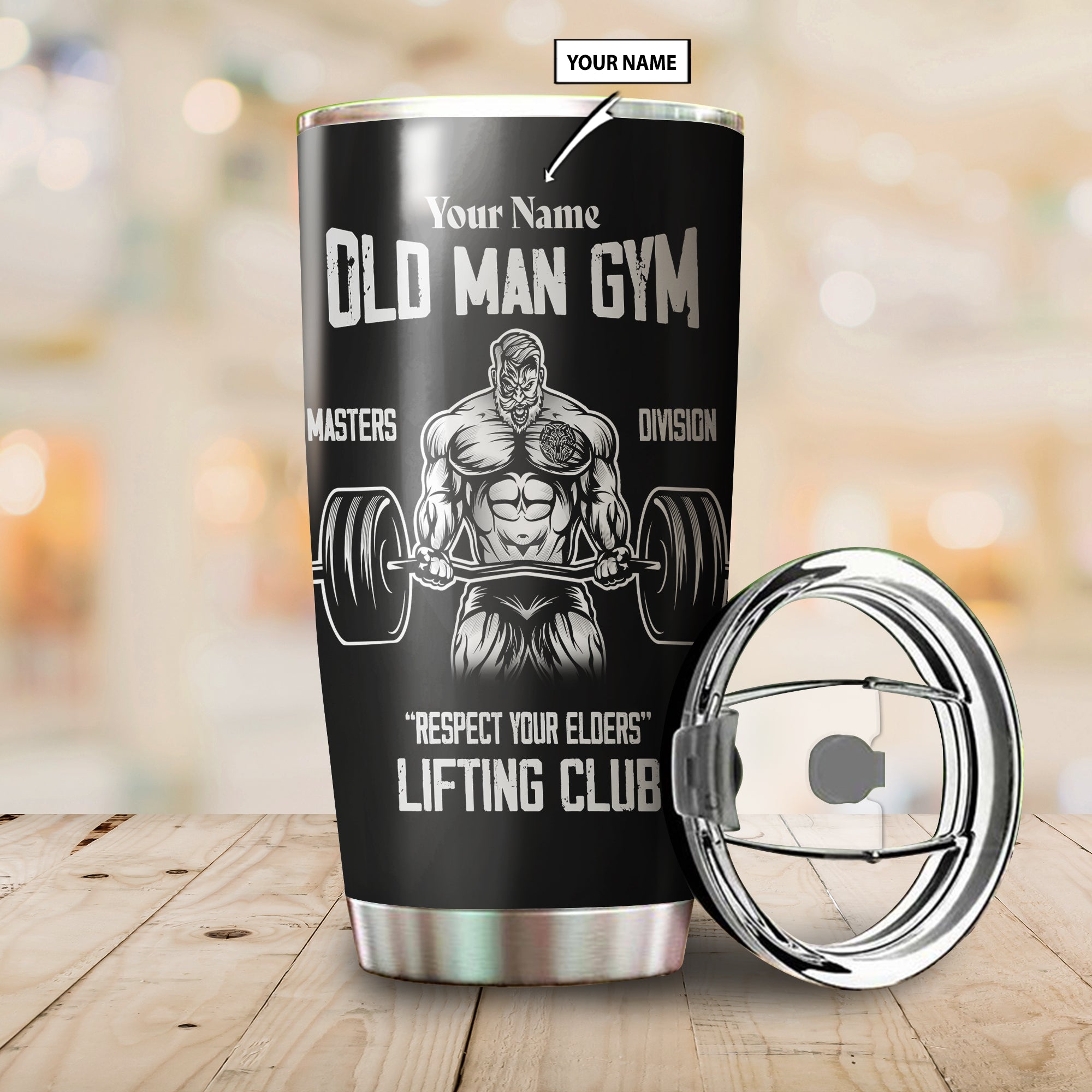 Personalized Tumbler Cup Gym Old Man Workout Gifts