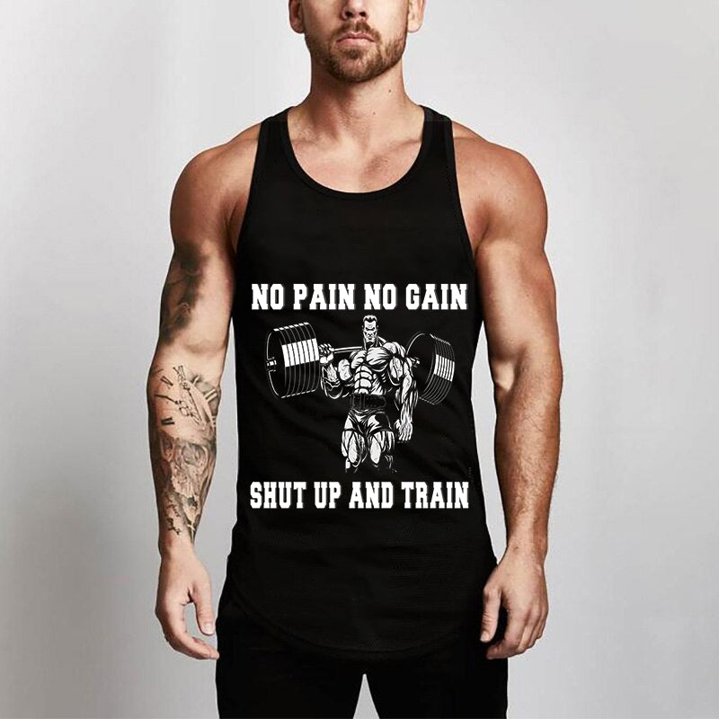 Men Gym Tank Tops Motivational Shirts Muscle Man Shut Up And Train