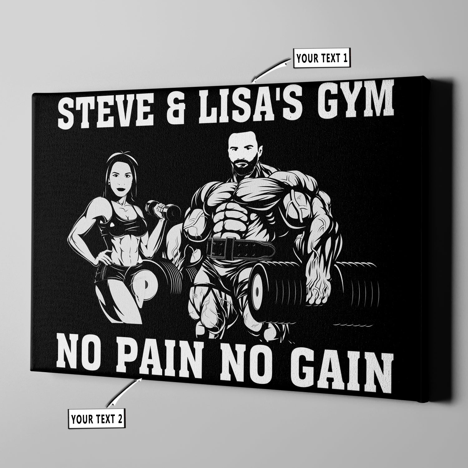 Personalized Couple Photo Home Gym Canvas, Wall Art