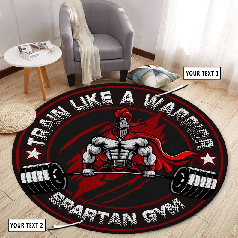 Personalized Gym Round Rug Spartan Home Gym Decor Motivational Quotes Weightlifting 10926