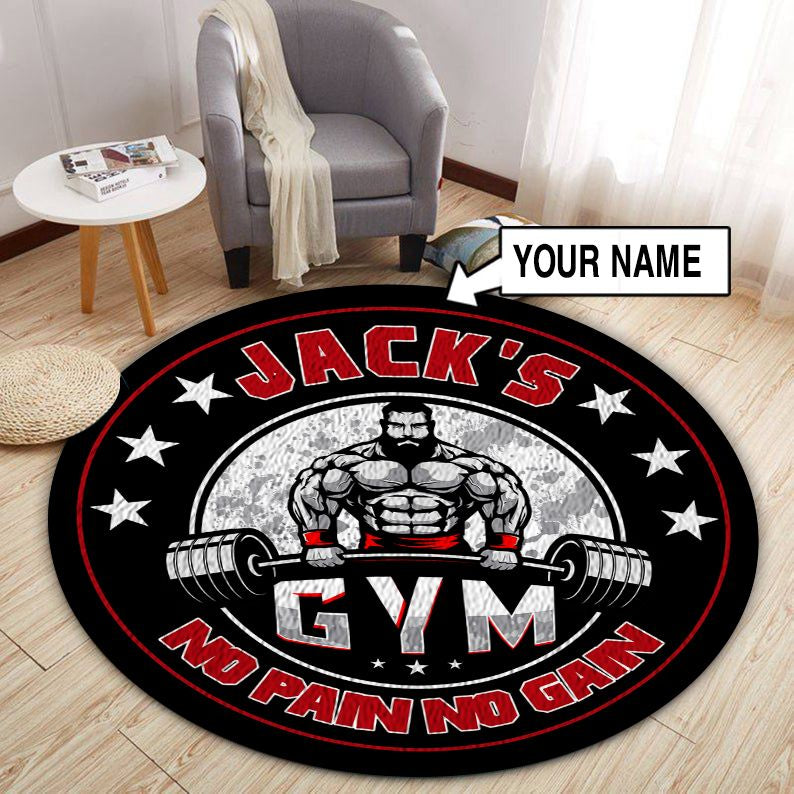 Personalized Bodybuilding Fitness Home Gym Decor Round Rug, Carpet