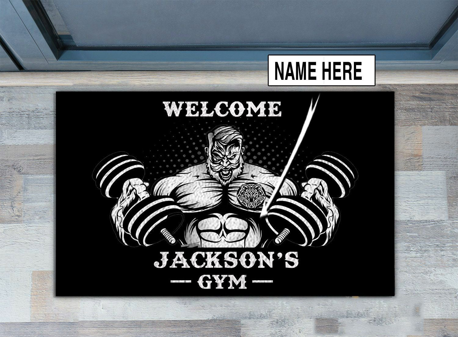 Personalized Gym Decor Home Gym Decor Welcome Rug Weightlifting Gift