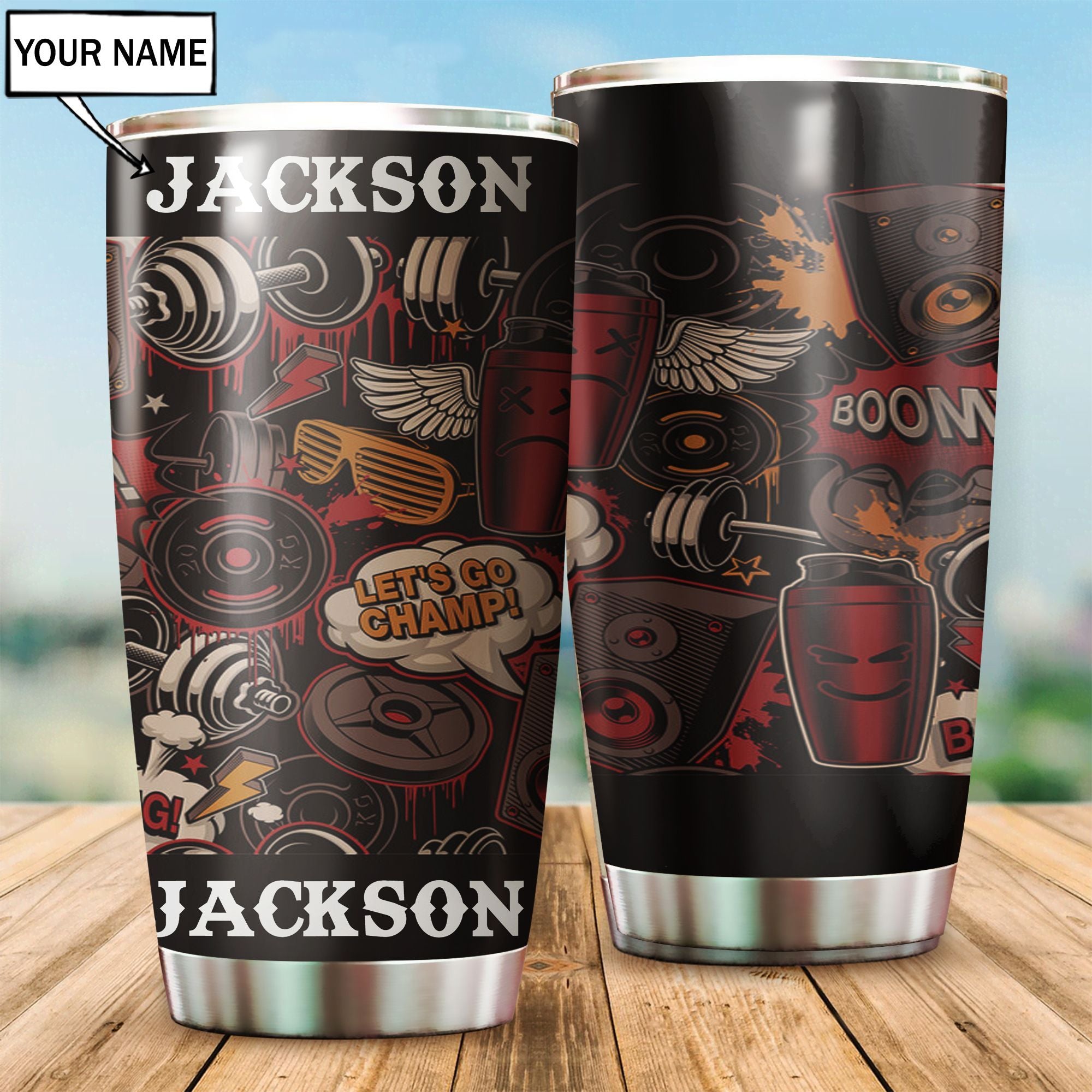 Personalized Fitness Gym Pattern Tumbler Workout Gifts