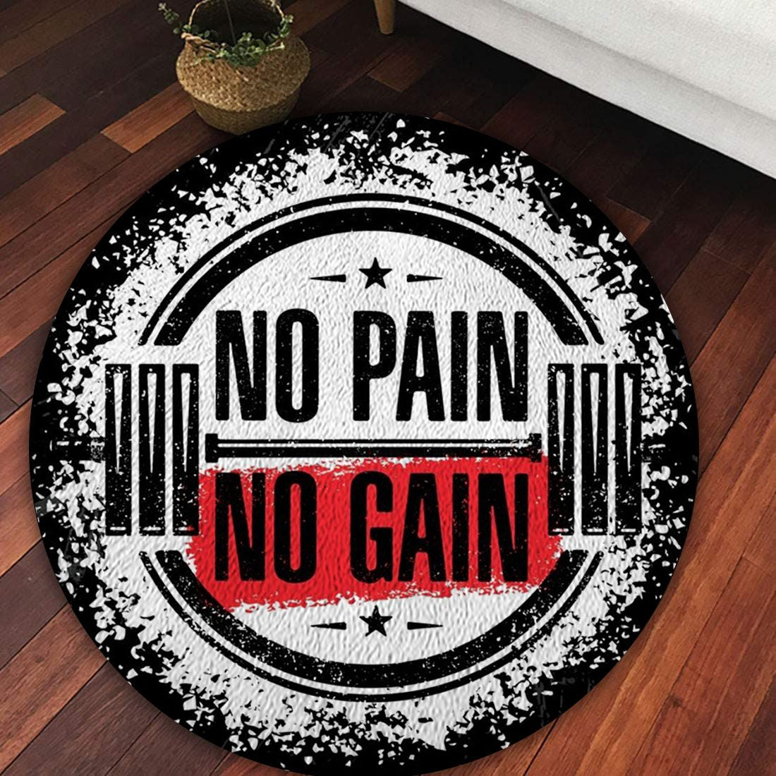 Bodybuilding Home Gym Decor Train Hard Stay Strong Round Rug, Carpet 07599