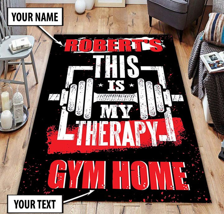 Personalized Bodybuilding Rug Home Gym Decor My Therapy Gym Gift