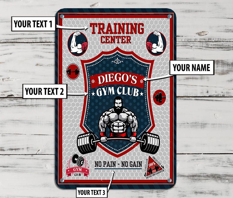 Personalized Bodybuilding Home Gym Decor Training Metal Sign
