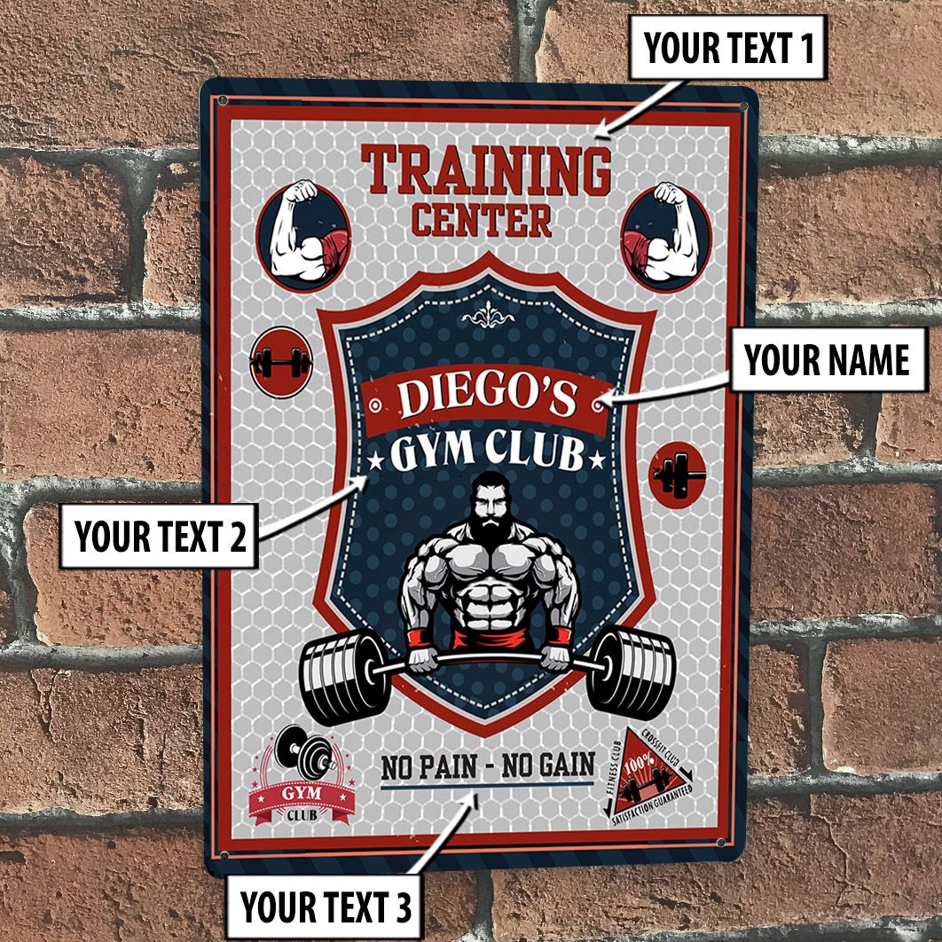 Personalized Bodybuilding Home Gym Decor Training Metal Sign