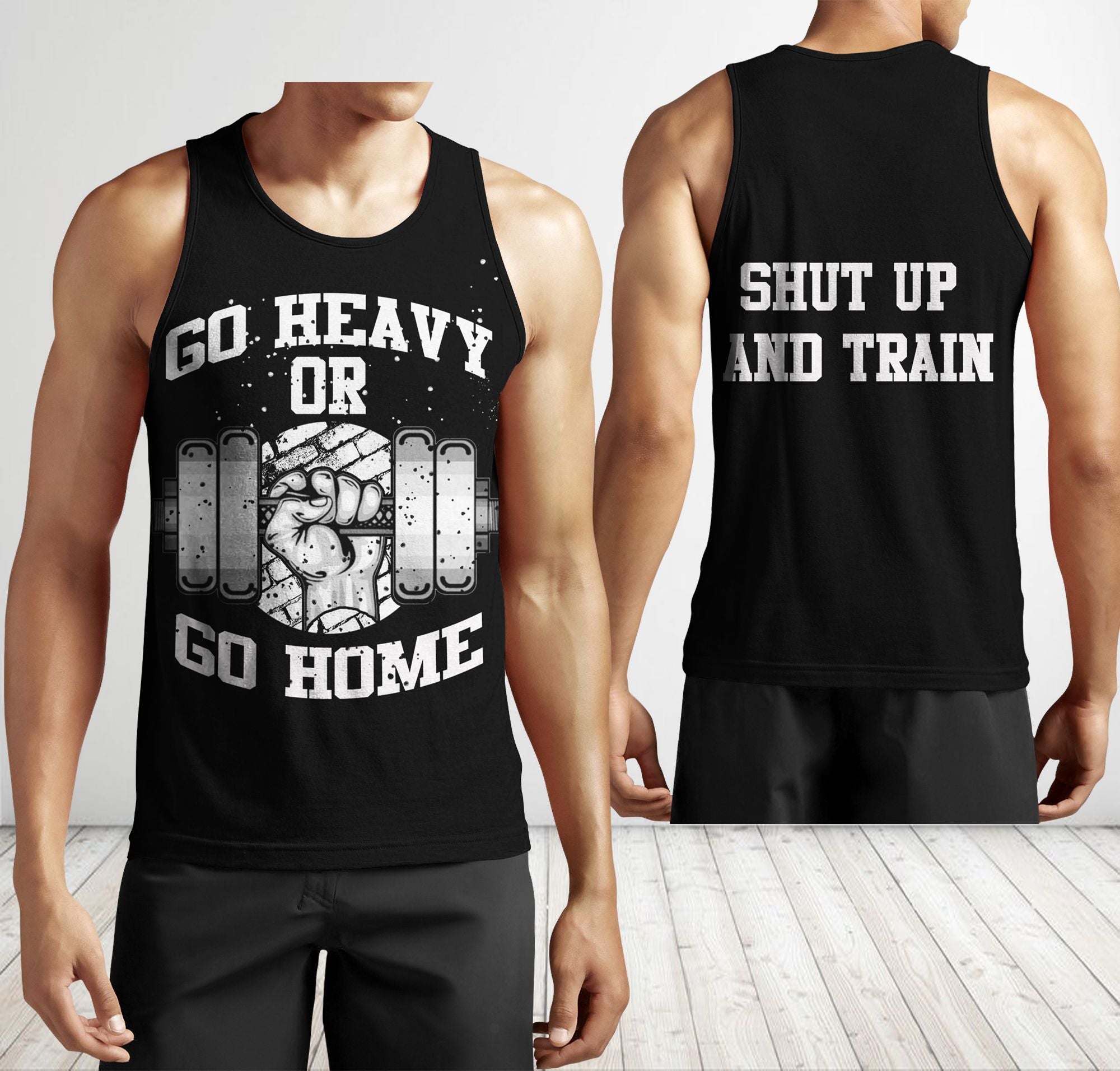 Men Gym Tank Tops Motivational Shirts Go Heavy Or Go Home
