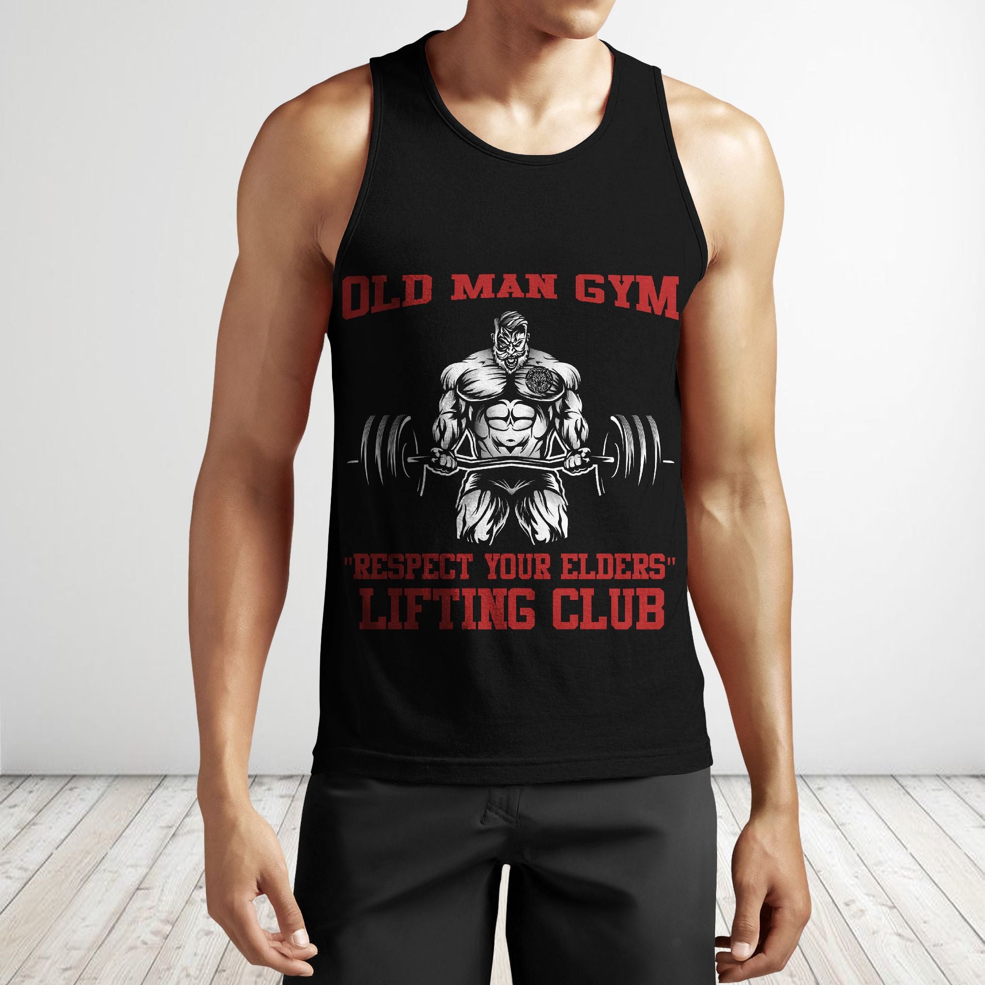 Men Gym Tank Tops Motivational Shirts Old Man Lifting Club