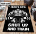 Personalized Bodybuilding Rug Home Gym Decor Shut Up And Train Carpet Gym Gift