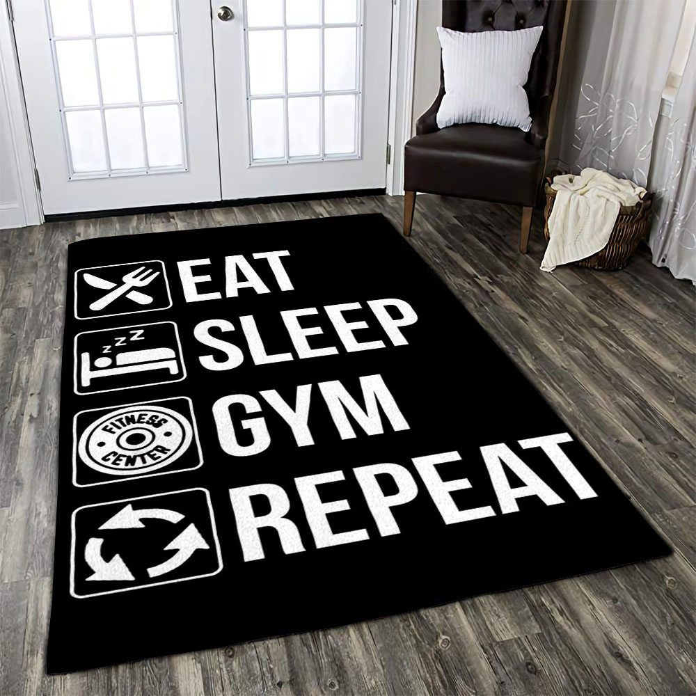 Gym Rug Carpet Home Gym Decor Eat Sleep Repeat Bodybuilding Gift