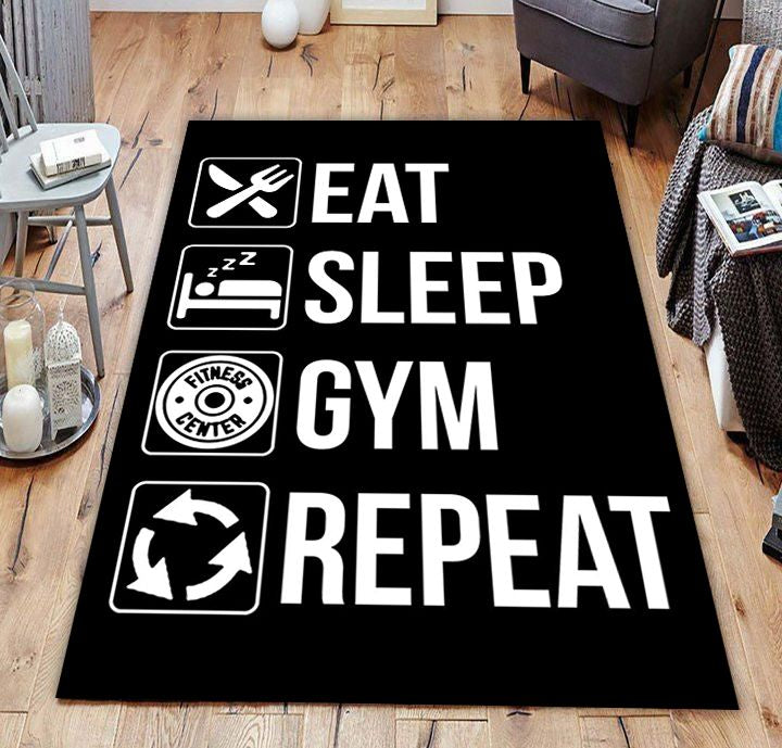 Gym Rug Carpet Home Gym Decor Eat Sleep Repeat Bodybuilding Gift