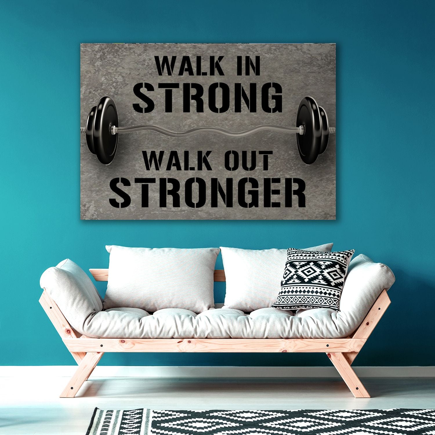 Home Gym Decor Walk In Strong Walk Out Stronger Canvas, Wall Art